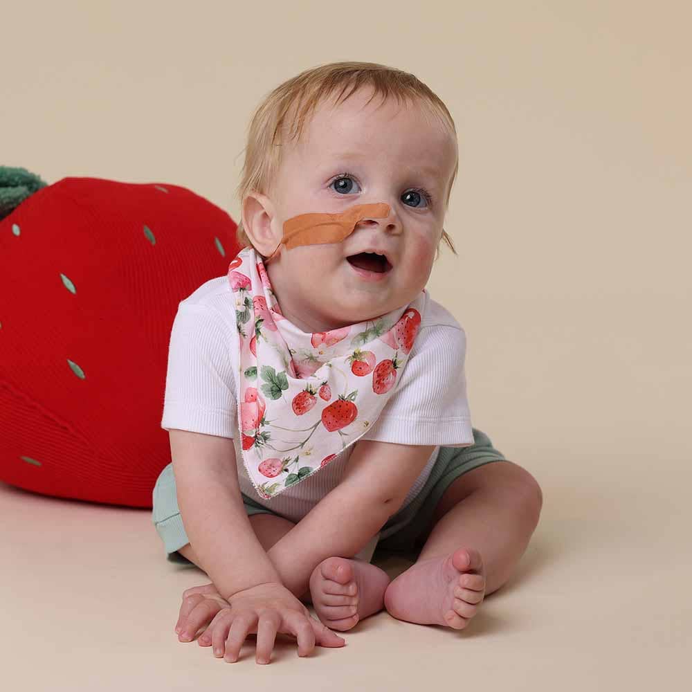 Snuggle Hunny - Wholesale Bib - Baby - Strawberry Organic Dribble Bib