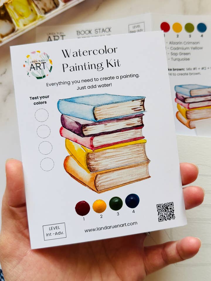 Book Stack Watercolor Kit for wholesale by Landa Ruen Art