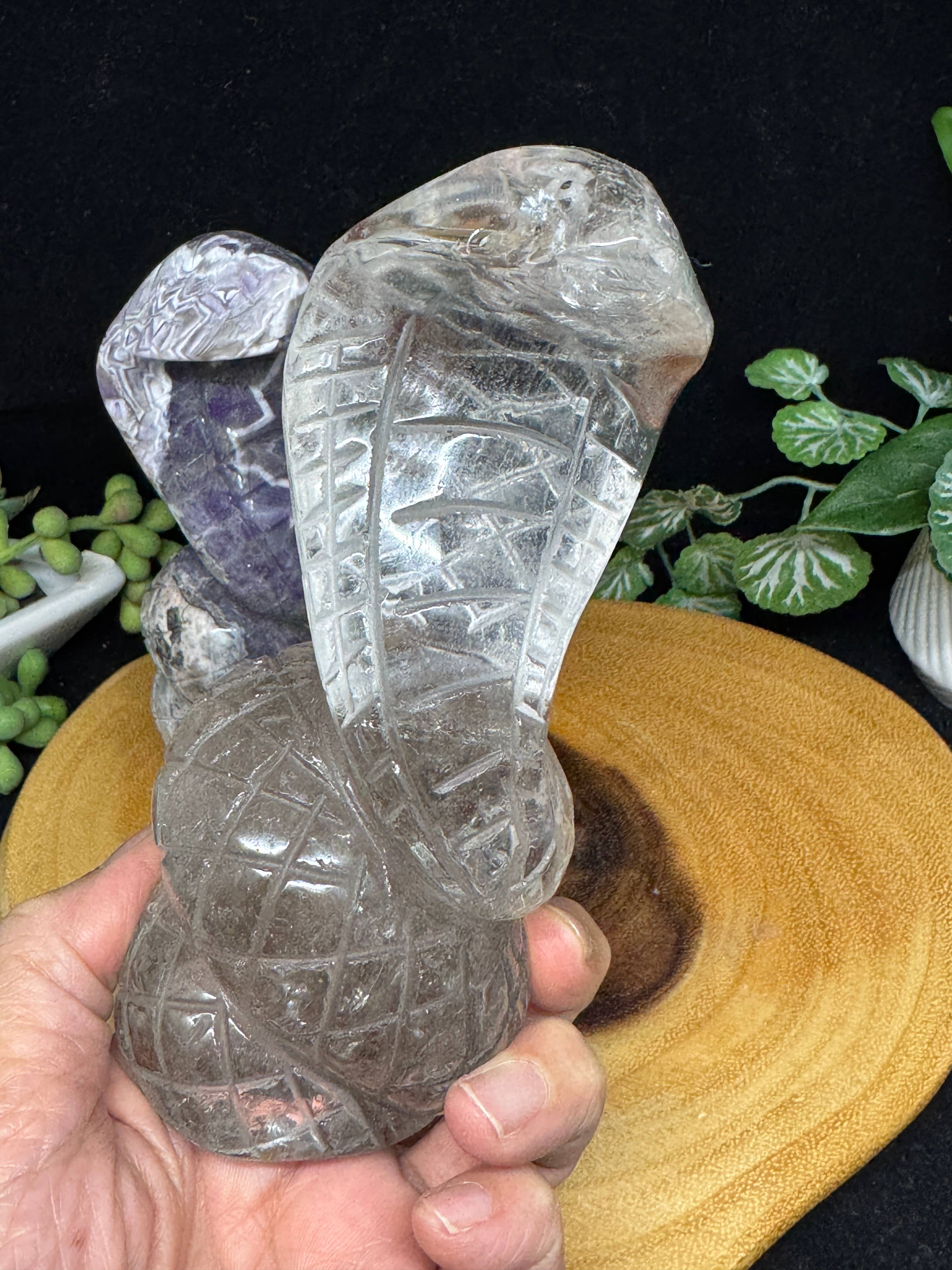 The 7 Directions - Wholesale Spiritual Stone/Crystal - 2 pc Snake Cobra bundle amethyst lodolite G78915