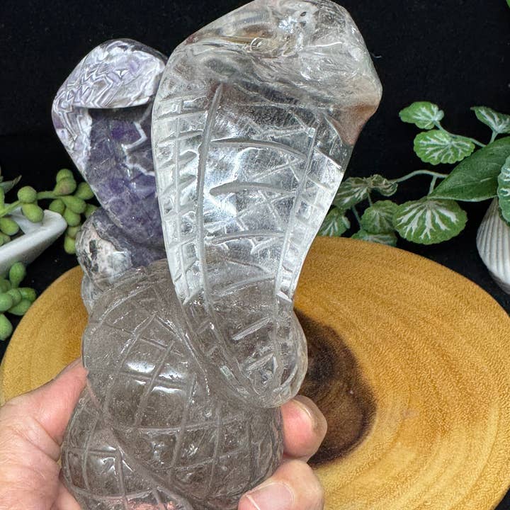 The 7 Directions - Wholesale Spiritual Stone/Crystal - 2 pc Snake Cobra bundle amethyst lodolite G78915