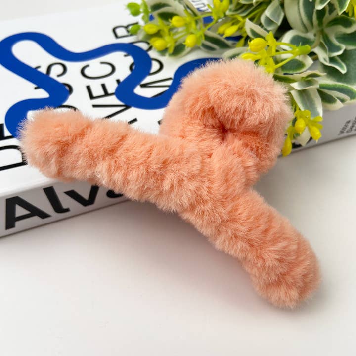 TheDivaSoap – Großhandel Haarclip – Damen – Einfarbige Haarspange aus Plüsch Herbst-Winter10