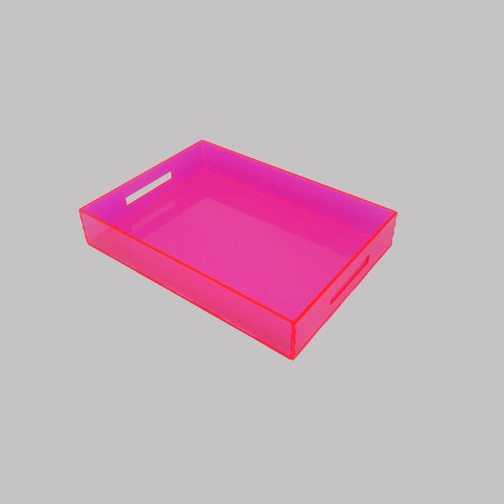MPBimage - Wholesale Desk Organizer - Tray Desk Organizer Neon Pink - Acrylic Storage Solution.