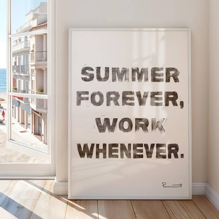 "Summer Forever" - Linocut Fine Art Print for wholesale by Valerie Perreault Studio