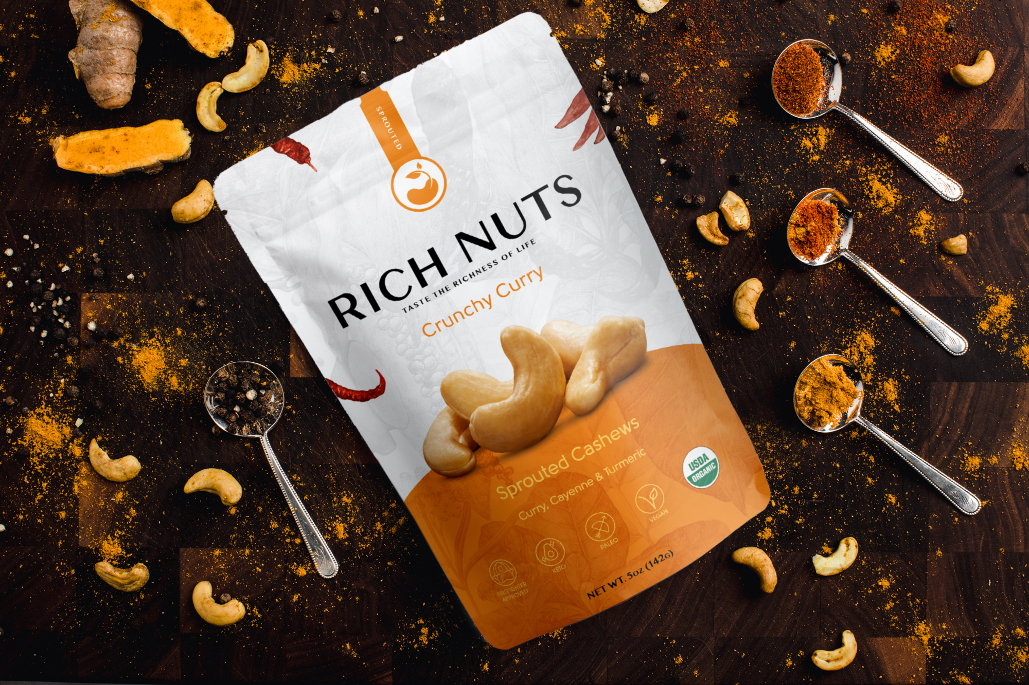Rich Nuts - Vendita all'ingrosso Frutta secca - Curry croccante - Anacardi germogliati2
