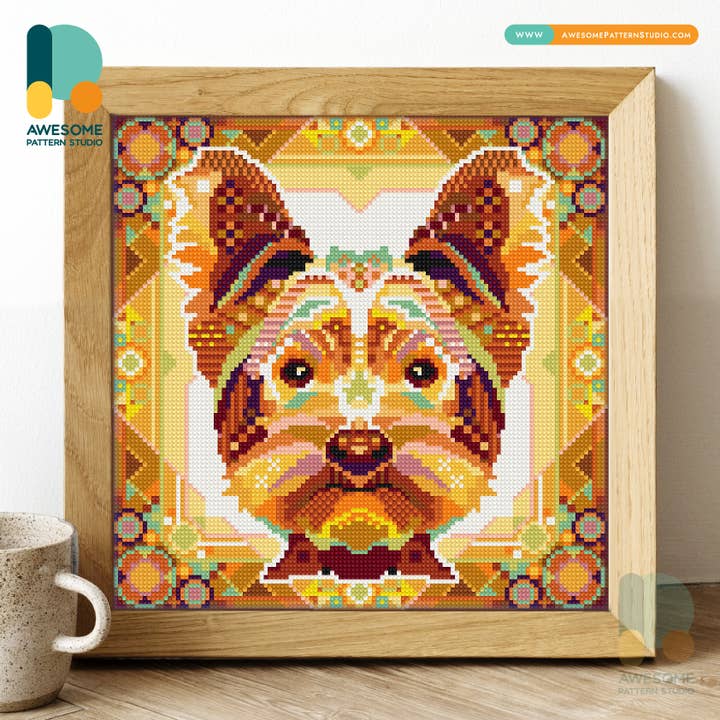 DS1260-120x120 Yorkshire Terrier, kit per pittura a diamante per la vendita all'ingrosso da parte di Awesome Pattern Studio
