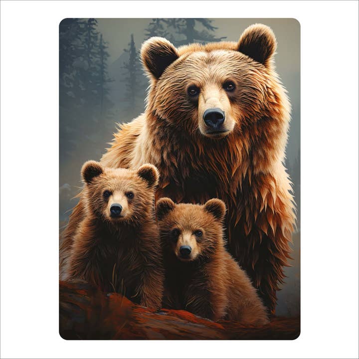 3D LiveLife Postcards - The Three Grizzly Bears for wholesale by Deluxebase