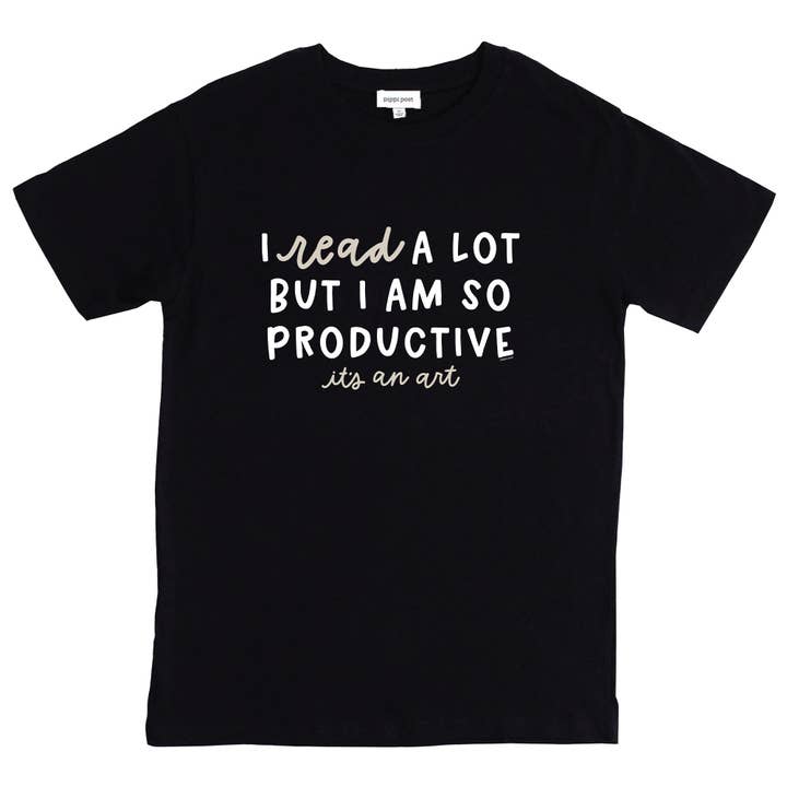 Pippi Post - Wholesale Screen Printed T-Shirt - Women's - I Read A Lot - Pippi Tee - Black