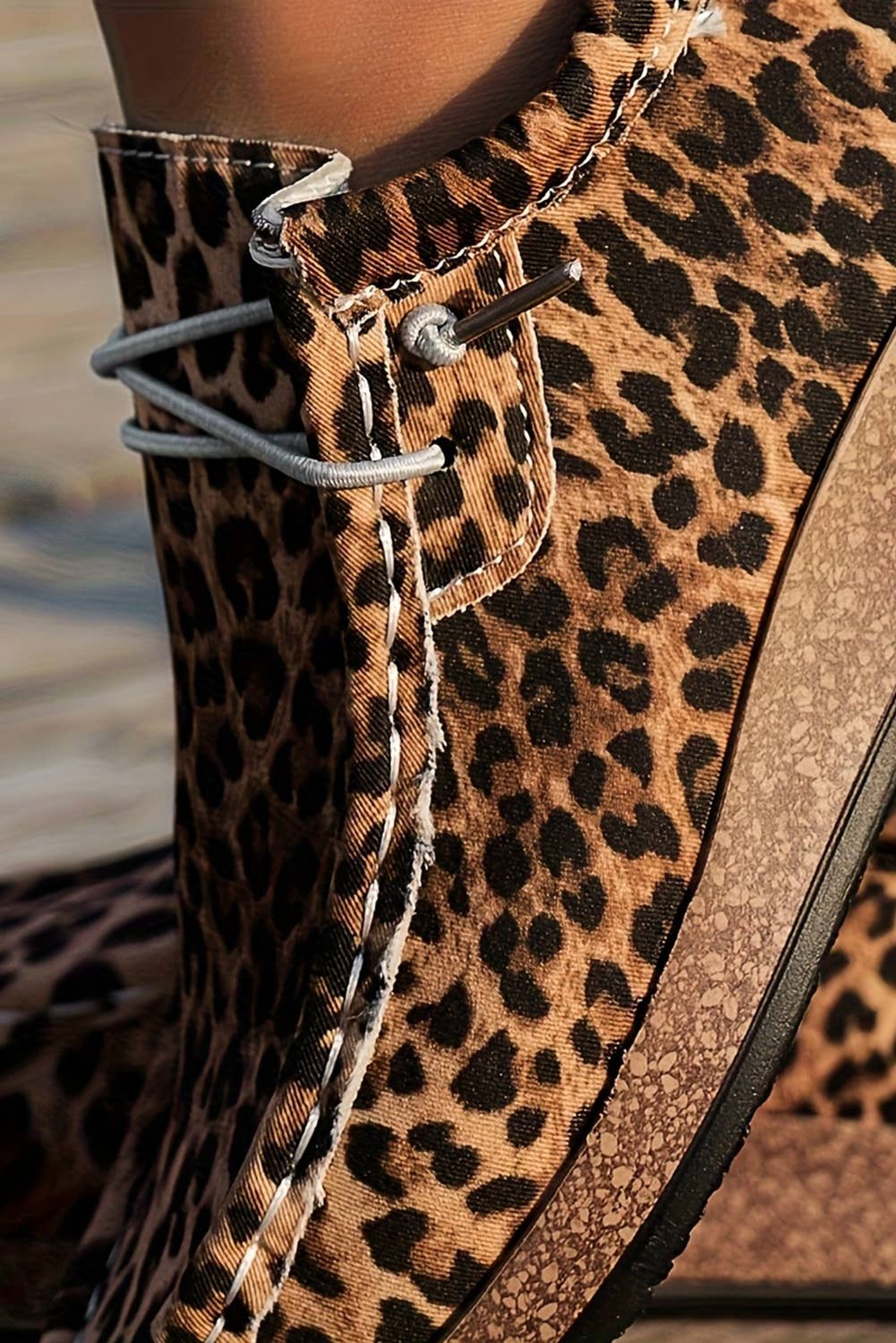 Little Daisy Closet - Wholesale Slip On Sneakers - Women's - LDC Western Leopard Faux Suede Lace-up Decor Slip On Shoes4