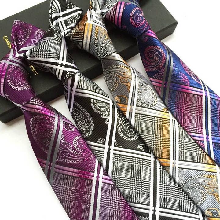 Polyester Striped Plaid Men's Business Suit Tie for wholesale by UZ Wholesale Store