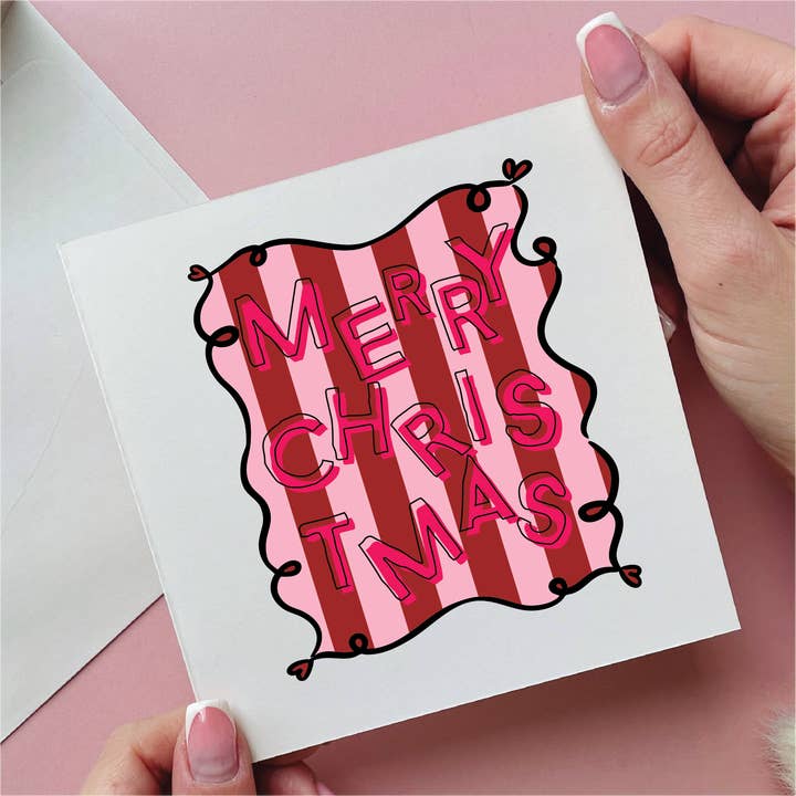 Stripe Merry Christmas Card for wholesale by Alphabet Studios