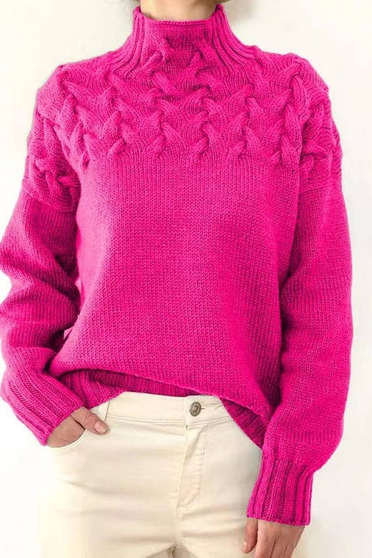 Miss Sparkling - Vente Pull en maille – femme - Pull en maille col cheminée11