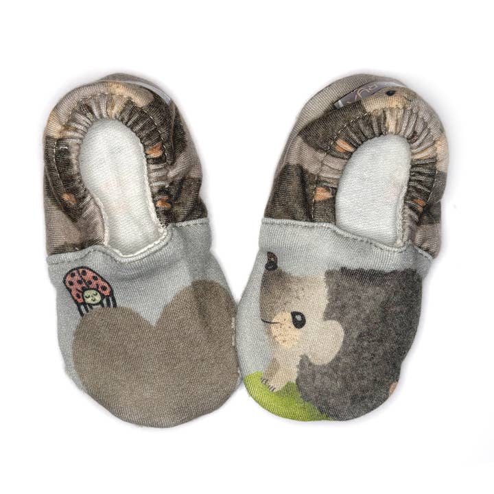 Hedgehog and heart baby shoes for wholesale by Olly & Arya