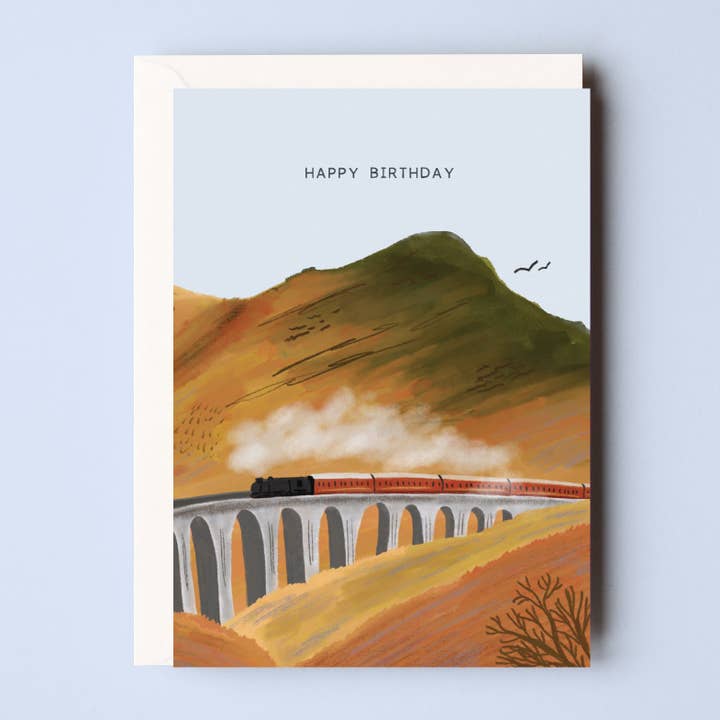 Happy Birthday Steam Train Card for wholesale by Sarah Frances