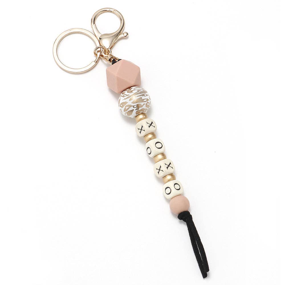Mio Queena – wholesale Nyckelringar - Dam – Bohemisk stil silikon trä pärlstav nyckelring | Prydnad3