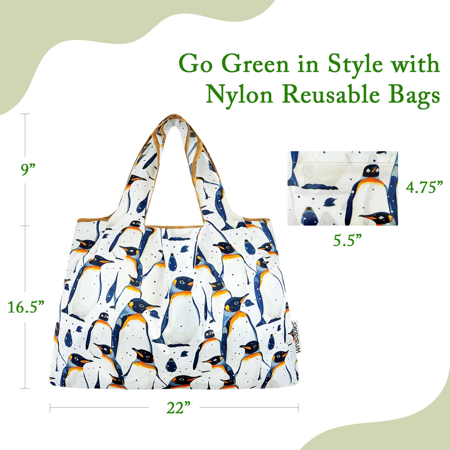 Wrapables.com - Vente Sacs de course/à provisions - Sac de courses réutilisable en nylon grand format Wrapables51