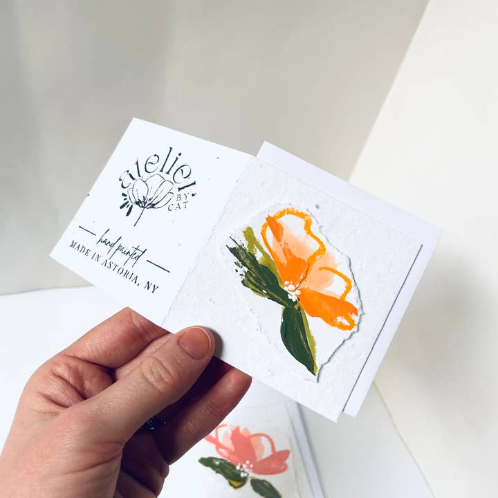 Atelier By Cat - Wholesale Everyday Greeting Card - mini Seed Paper Cards, Plantable Eco Friendly, Hand Painted