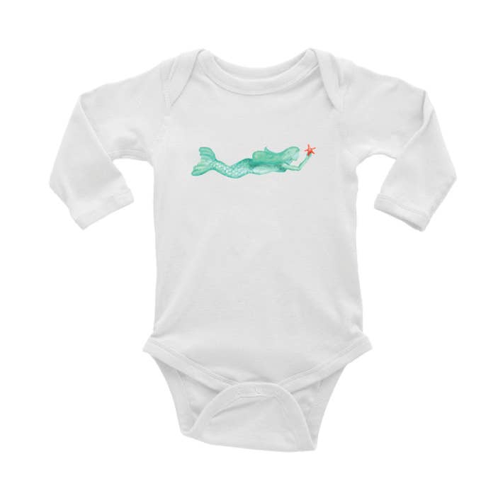 mermaid baby snap up long sleeve for wholesale by Tina Labadini Designs