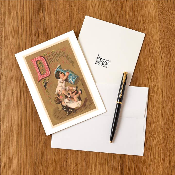 Found Image Press - Wholesale Stationery/Notecard Set - Greeting Card TC-208 D, Degringolade, Boys with Vase1