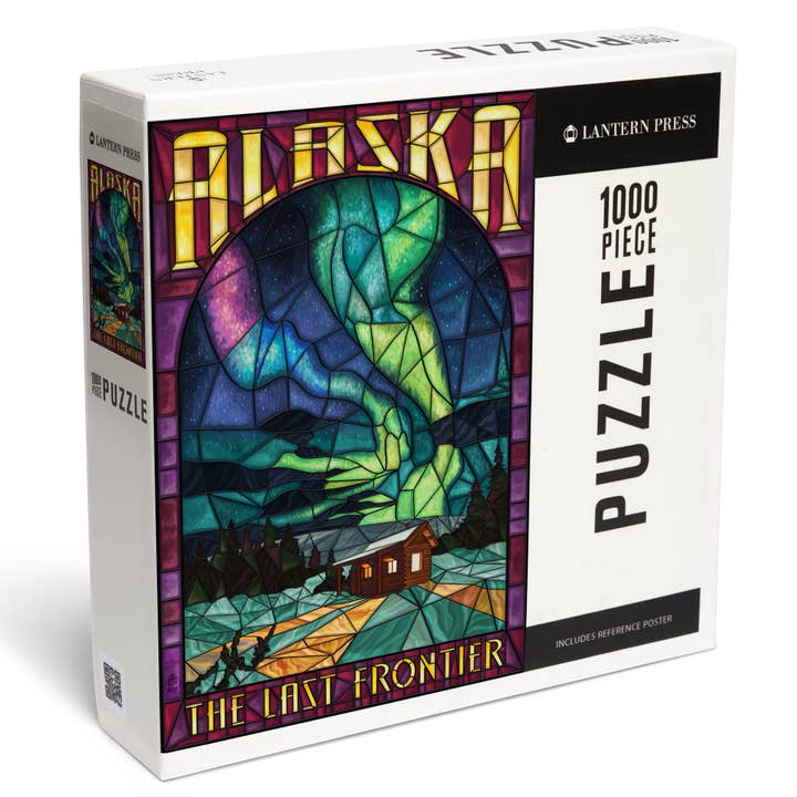 PUZZLE DA 1000 PEZZI Alaska, cabina e aurora boreale per la vendita all'ingrosso da parte di Lantern Press
