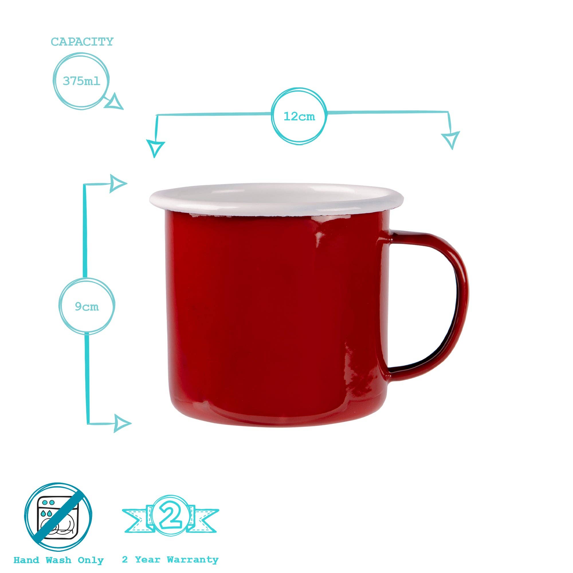 Rinkit Ltd – Großhandel Kaffeebecher – Argon Tableware Emaillebecher - 375 ml - Rot6