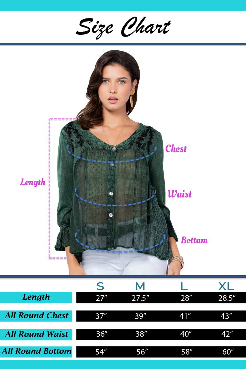 Young Threads - Venta al por mayor Blusa - Mujer - Blusa bohemia adornada estilo western (Color nuevo)39