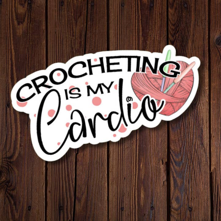 Autocollant Crocheting Is My Cardio pour la vente par Roxanne Johnston Designs