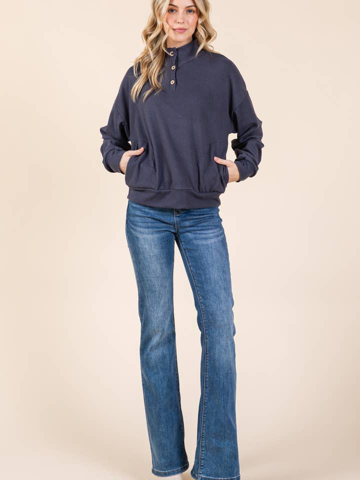 BOMBOM - Wholesale Sweatshirt - Women's - TL2016 QUARTER BUTTON PULLOVER4