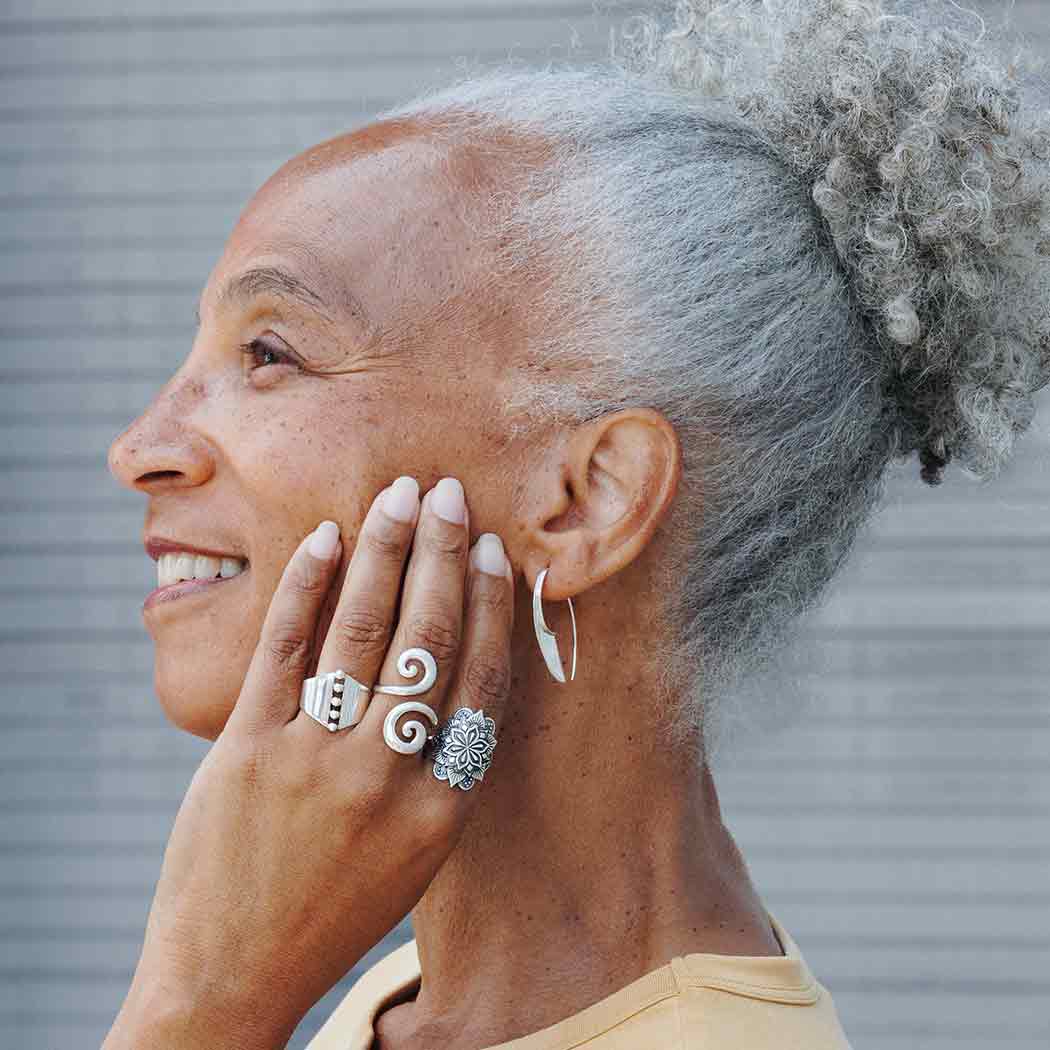 Nina Designs - Wholesale Cocktail/Statement Ring - Sterling Silver or Bronze Large Mandala Ring3