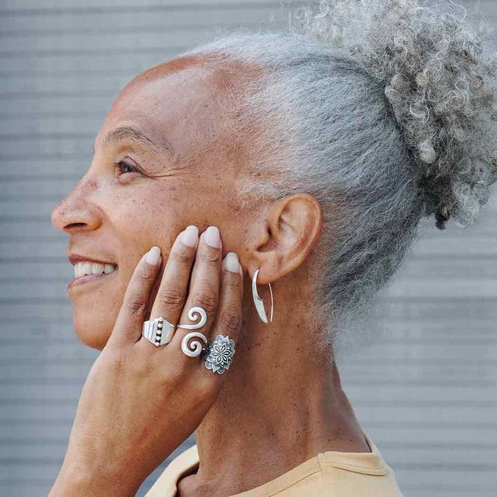 Nina Designs - Wholesale Cocktail/Statement Ring - Sterling Silver or Bronze Large Mandala Ring3