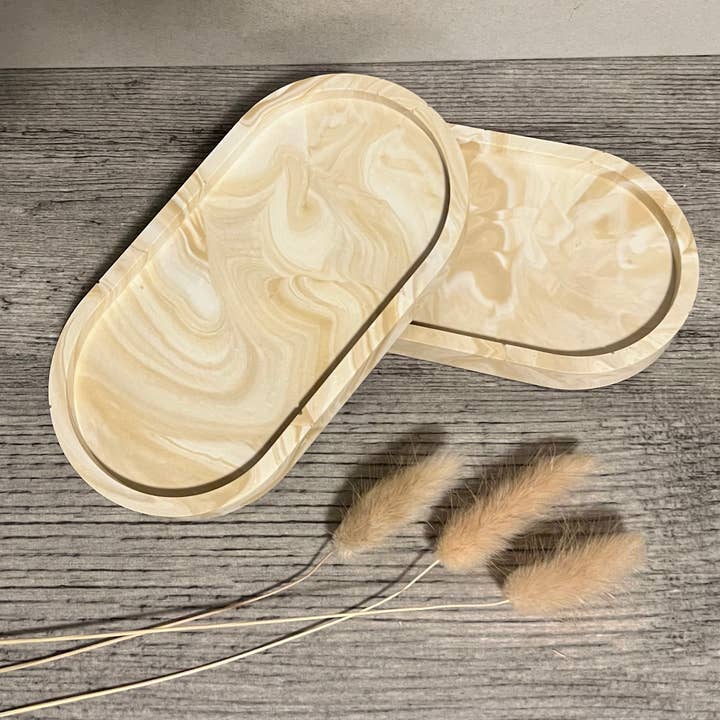 EMB Pretty – Großhandel Schmuckschalen – Ovales Schmucktablett aus marmoriertem Midi-Marmor, Schlüsselschale, Schmuckschale2