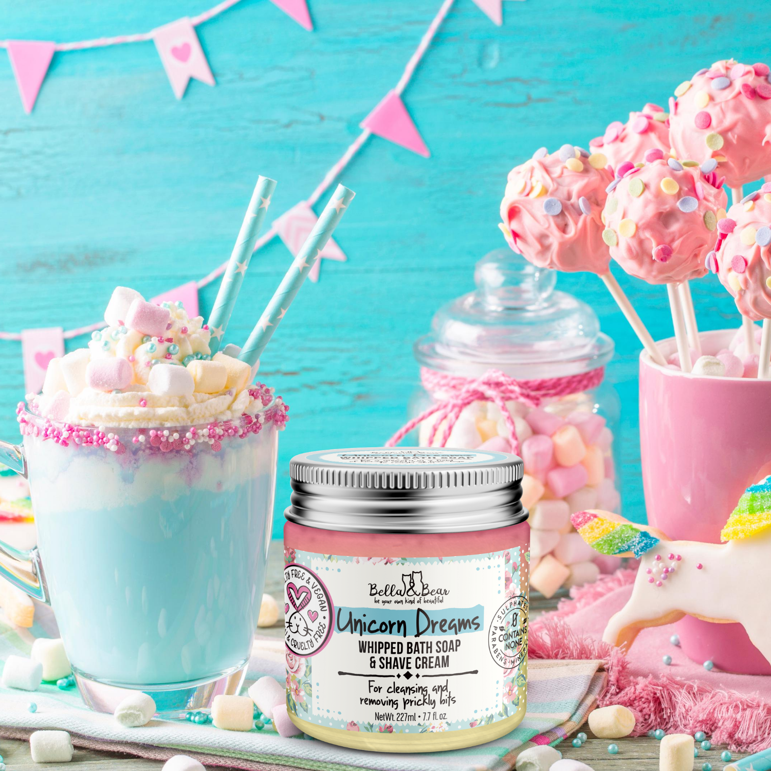 Bella & Bear - Wholesale Whipped Soap - 6.7oz Unicorn Dreams 3 in-1 Whipped Bath Soap3