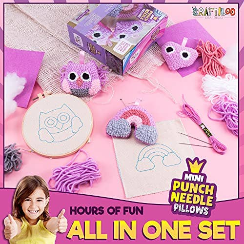 Craftiloo - Wholesale Embroidery/Cross Stitch Supplies - 3Pcs of Embroidery Punch Needle kit for kids 6