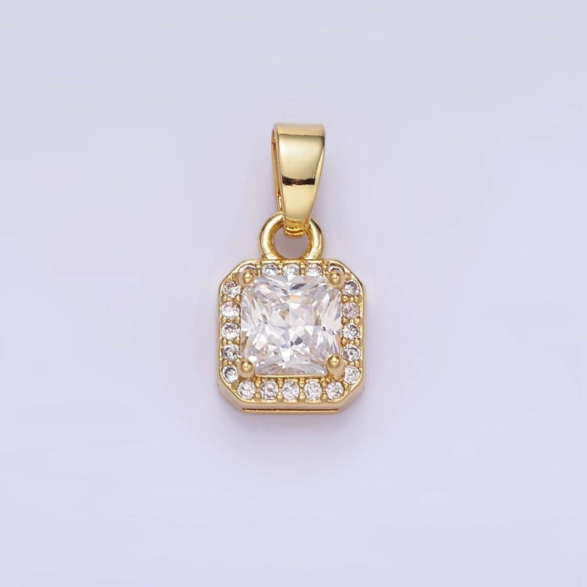Aim Eternal – wholesale Individuell berlock/hänge – Hänge i fyrkant med kant av CZ-mikropavé i 14K guldplätering i guld och silver | AA1270 - AA128016
