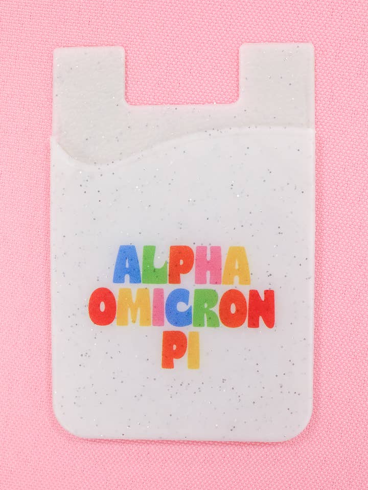 Alpha Omicron Pi Sorority Shimmer Phone Wallet for wholesale by Duo Threads