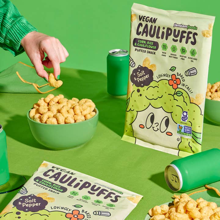 CauliPuffs - Wholesale Puffed Snack - CauliPuffs Vegan Salt & Pepper (45ct) Snack Packs1