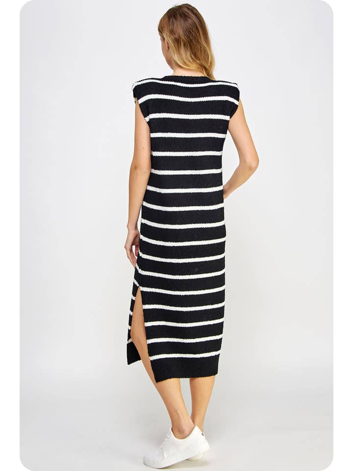 Strut & Bolt - Wholesale Dress - Women's - Shoulder Pad Sleeveless Textured Striped Knit Dress27
