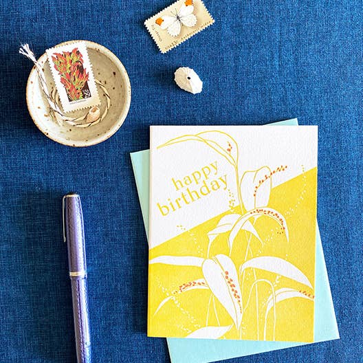 Bonnet Orchid Birthday Card for wholesale by Navy Midnight Press