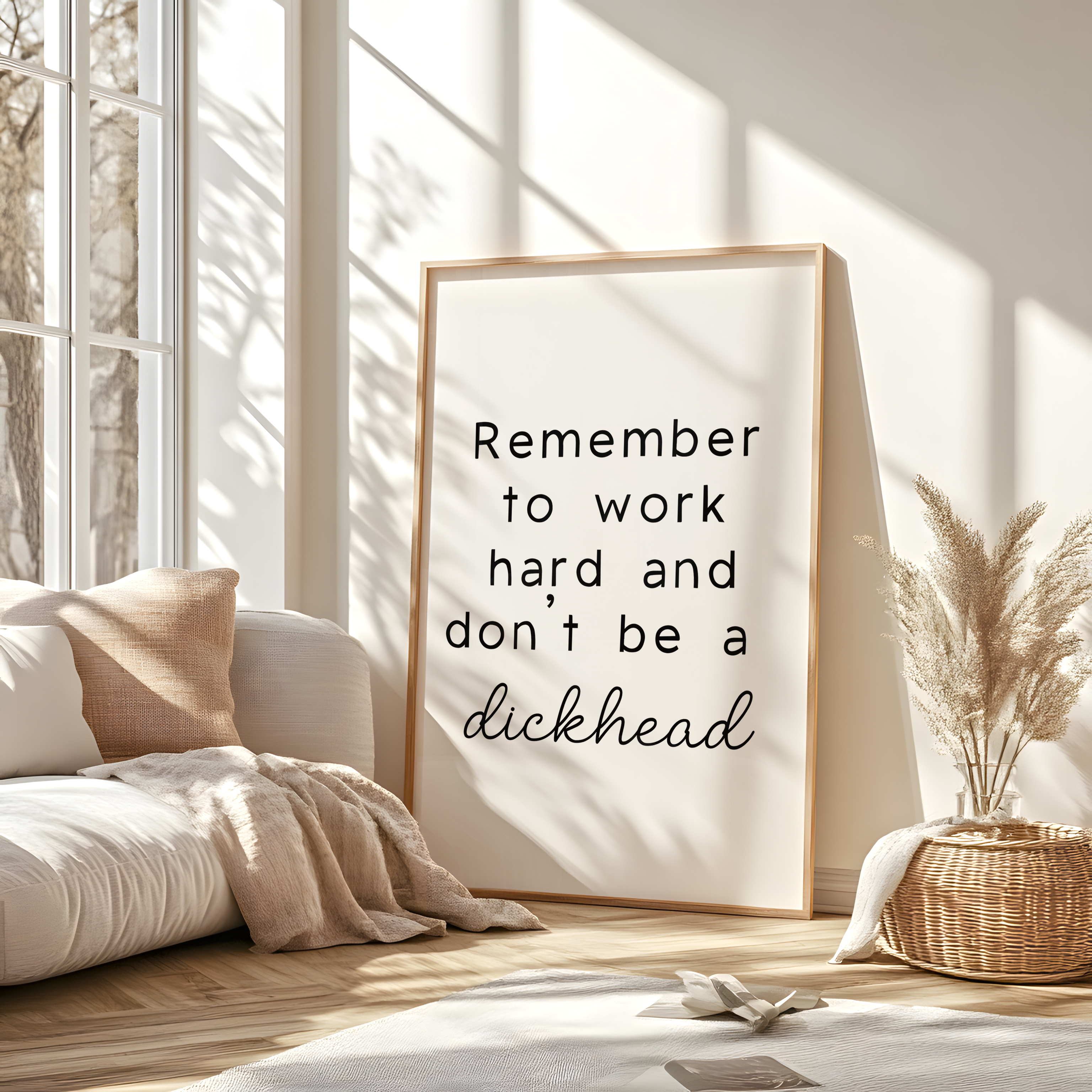 Coffee and a Catfish – wholesale Art print – Work Hard & Don't Be a Dickhead' Sweary Print2