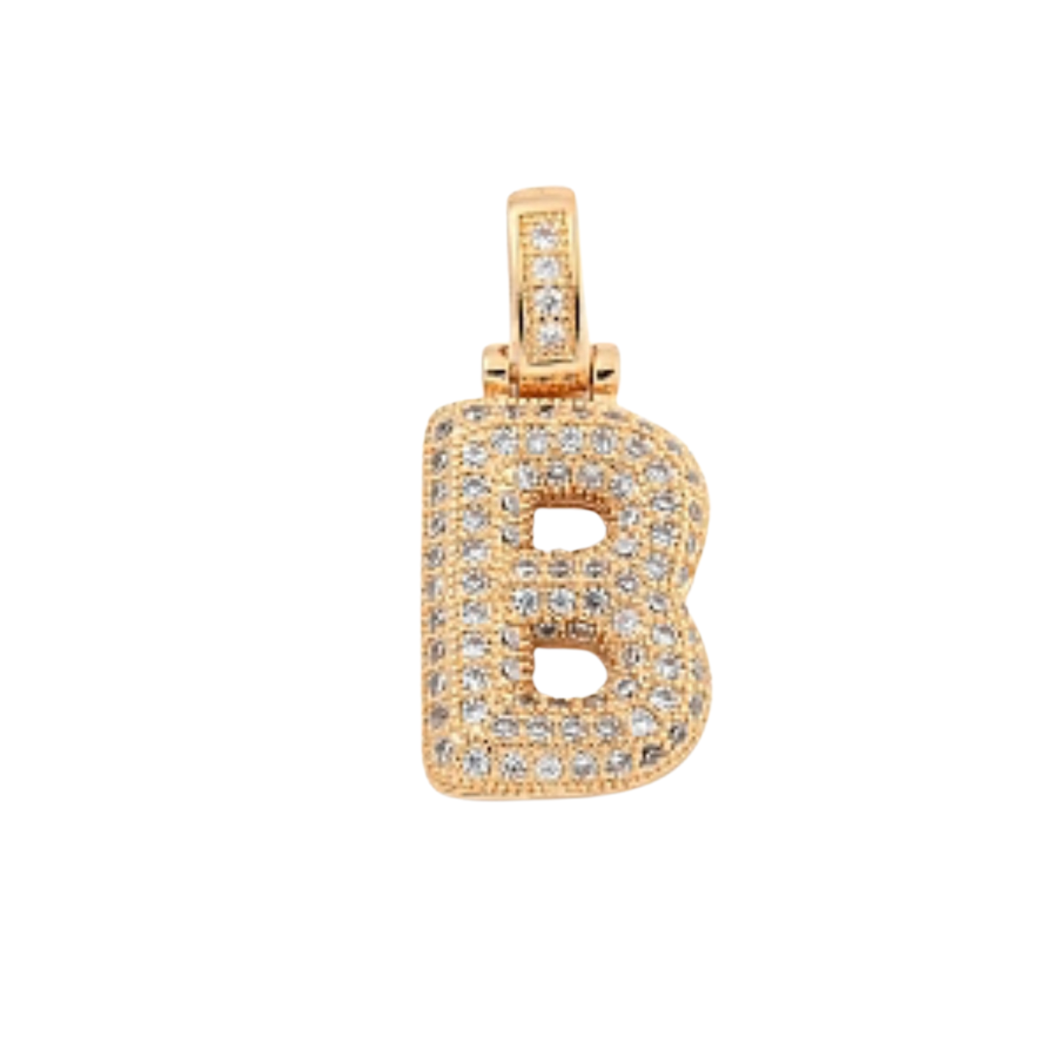 The Charm Bar Company - Wholesale Individual Charm/Pendant - Light Gold Rhinestone Bubble Initial Letter | Alphabet Charm1