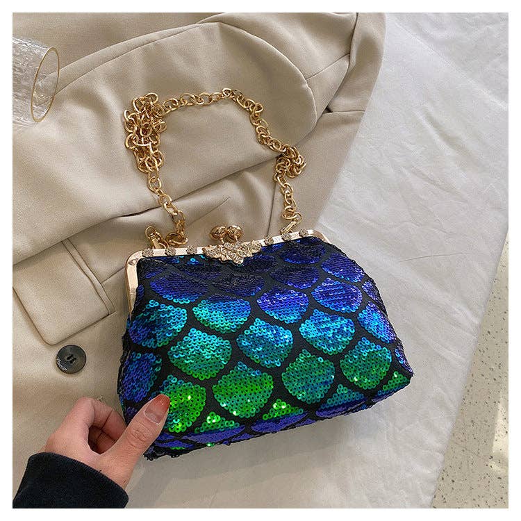 Ole - Wholesale Crossbody bag – Women's - Fish Scales Sequins Shell Shape Crossbody HB25538