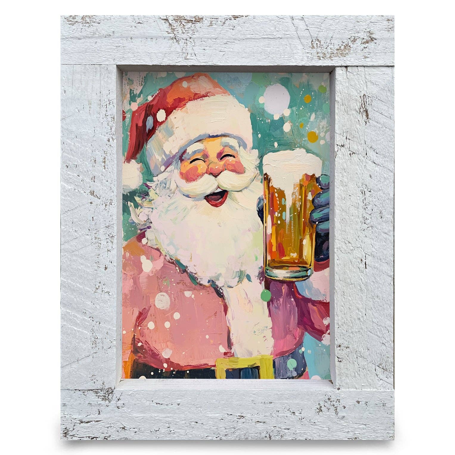 Mill Wood Art - Wholesale Art Print - Cheers Santa! | Real Wood Framed Wall Art Print1