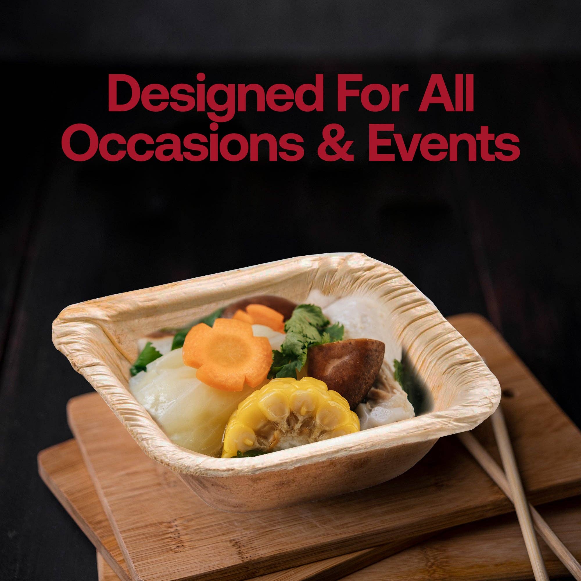 Smarty had a Party - Wholesale Disposable Plate - 1.5 oz. Square Palm Leaf Eco Friendly Mini Bowls - 25 pcs5