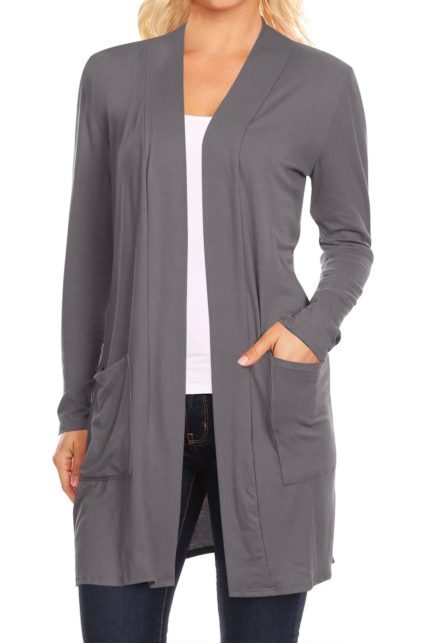 MOA COLLECTION - Wholesale Cardigan - Women's - Women's Long Sleeves Casual Solid Outerwear Sweater Cardigan4