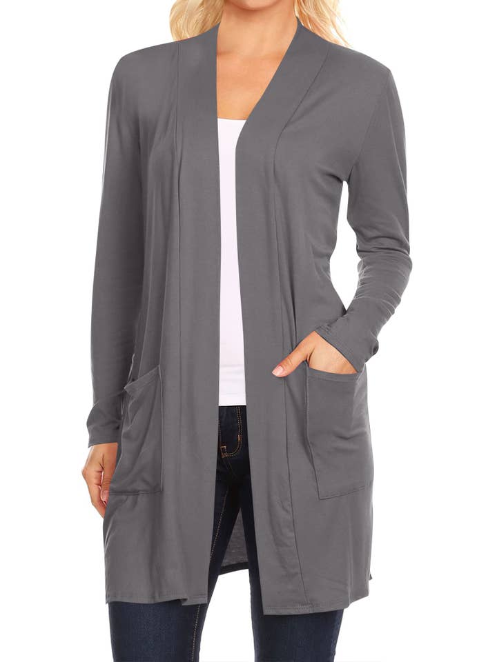 MOA COLLECTION - Wholesale Cardigan - Women's - Women's Long Sleeves Casual Solid Outerwear Sweater Cardigan4