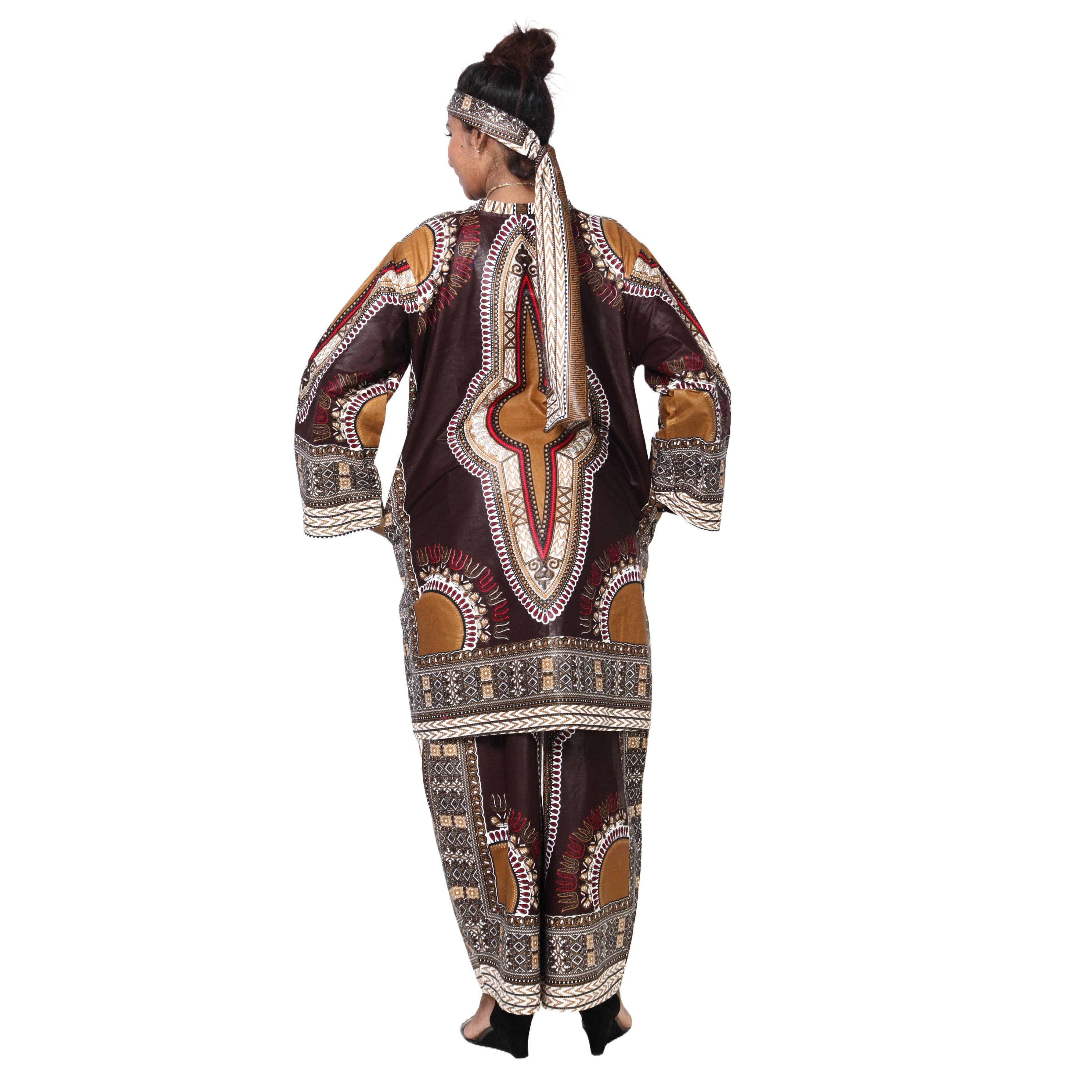 African Stars - Wholesale Top & Pant Set (NOT Loungewear) - Women's - Women's Dashiki Tunic Top and Matching Pants Set -- FI-40498