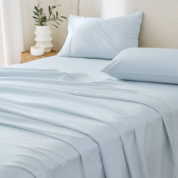 California Cotton Club Sheet Set – Light Blue for wholesale by Koshani