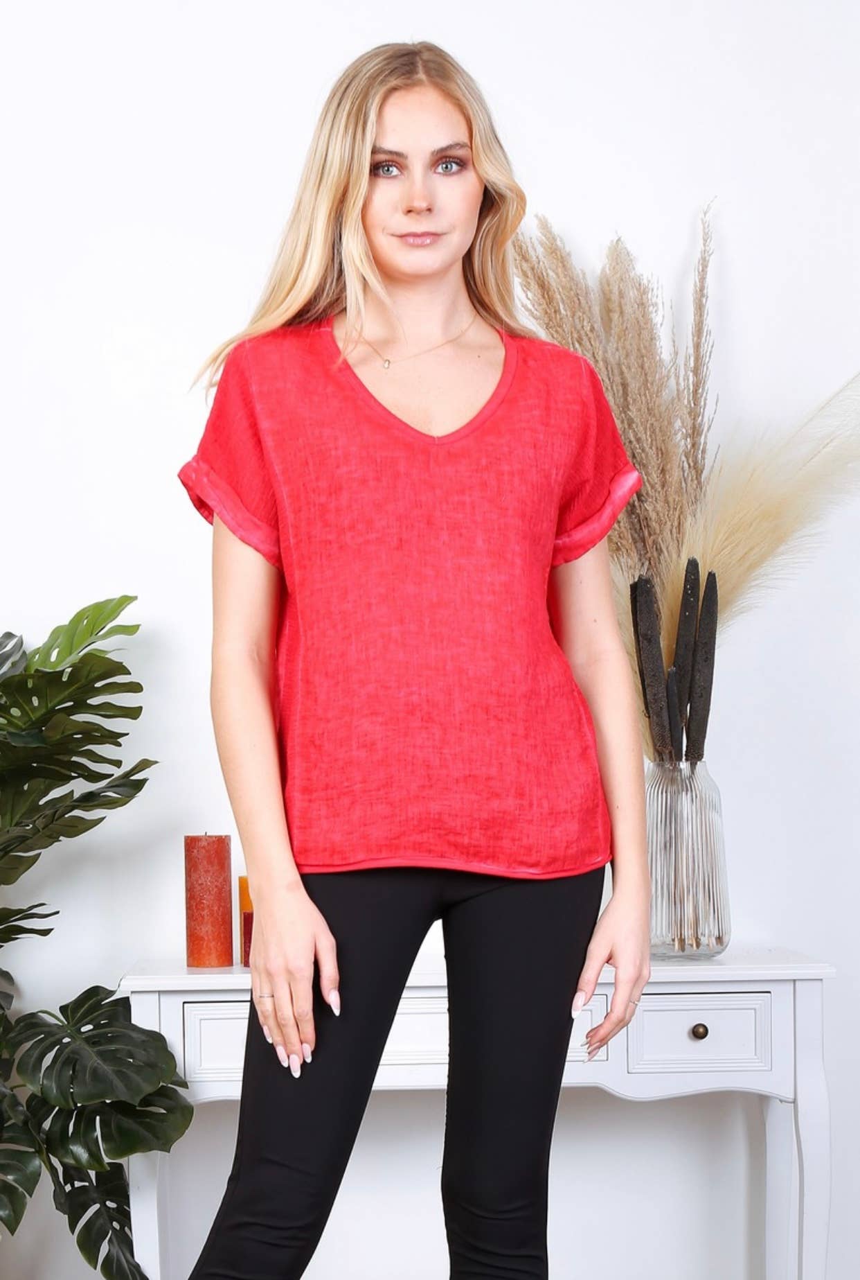 LÉA & LUC - Vente T-shirt – femme - T-Shirt texturé en 100% lin REF. 65112