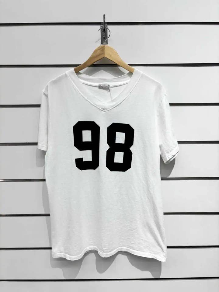 White V-neck oversize 98 Tee for wholesale on Faire1