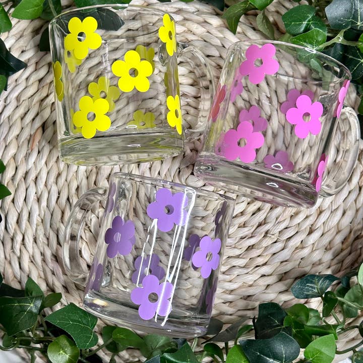 Jessdreams Creations LLC – wholesale Kaffekoppar – Retro Flower Kaffeglasmugg 3