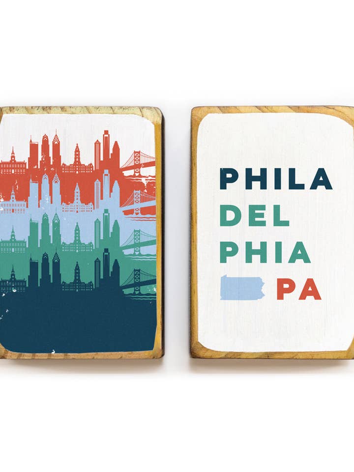 Philadelphia, Pensilvania, Retro Skyline - Sujetalibros para venta al por mayor de ARCHd